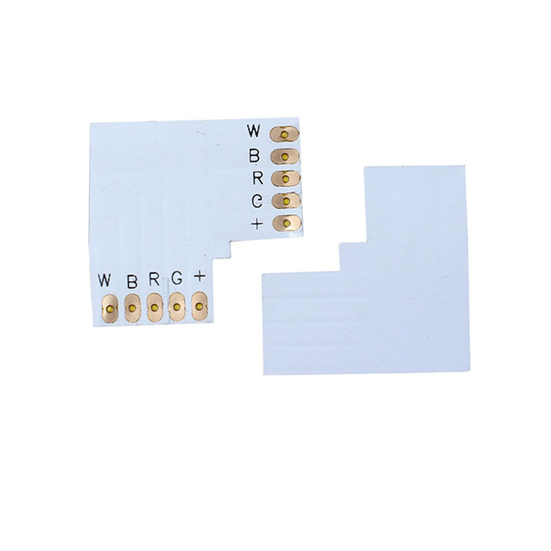 L Shape RGBW LED Strip Light 5 Pin Connector for 10/12 mm Wide 5050 and 3528 LED Indoor String Lights Extending Connection L Shape RGBW LED Strip Light 5 Pin Connector for 10/12 mm Wide 5050 and 3528 LED Indoor String Lights Extending Connection